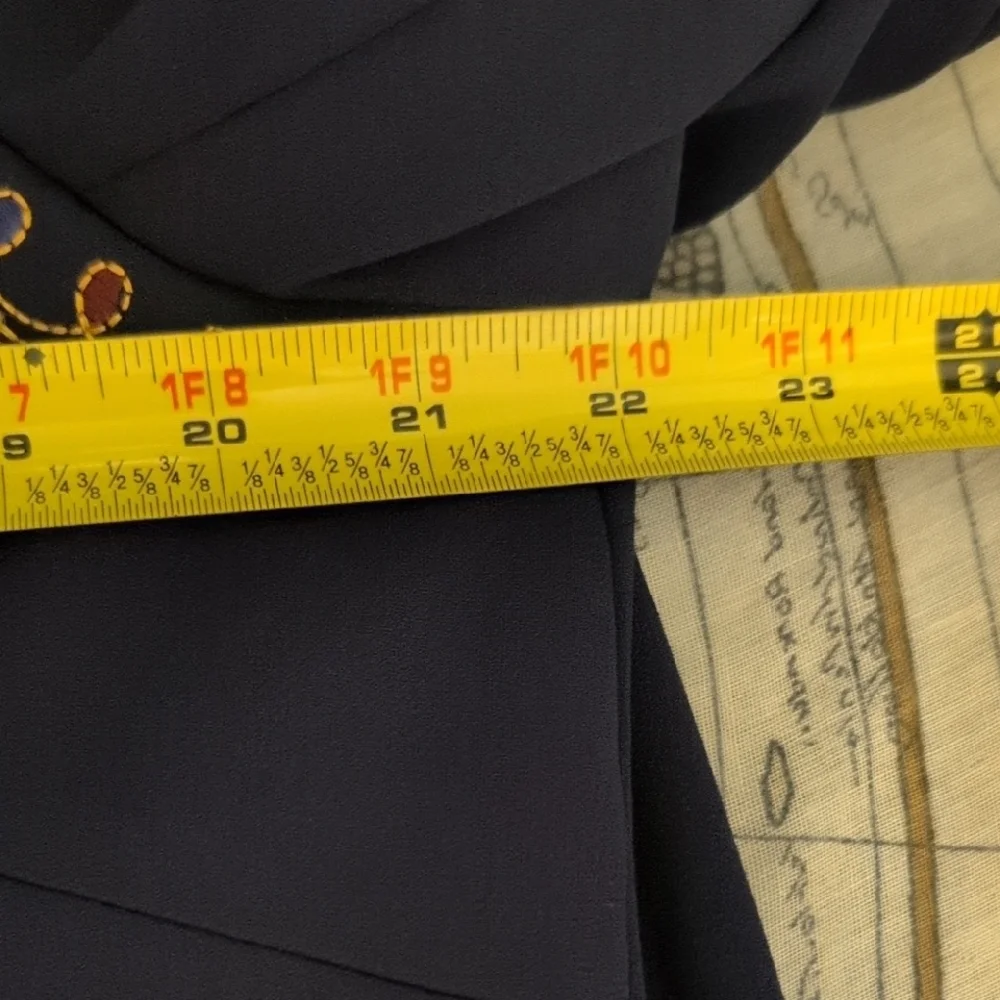 Dennis Basso Midnight Blue Jacket Embroidered Floral Classy Zip Front 16 - Picture 11 of 16